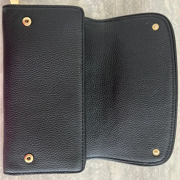 Authentic Tory Burch Black Leather Wallet with Gold Emblem - Picture 3 of 6